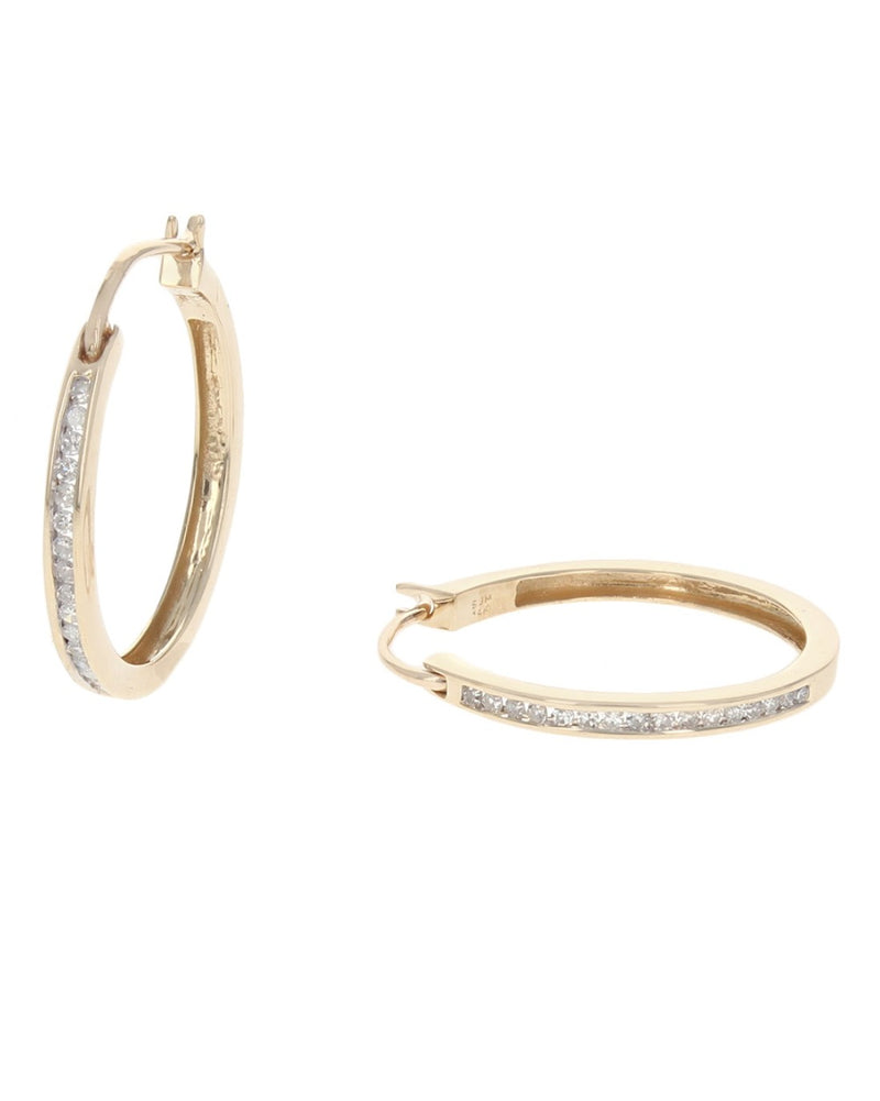 Channel Set Diamond Hoop Earrings