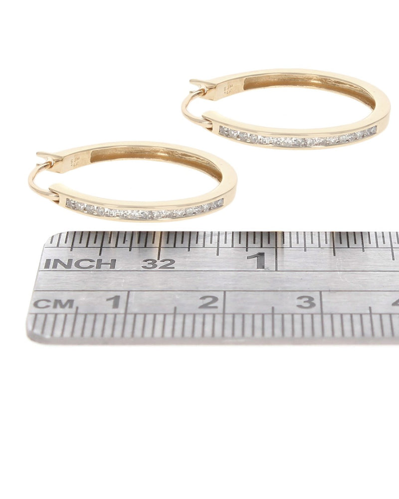 Channel Set Diamond Hoop Earrings