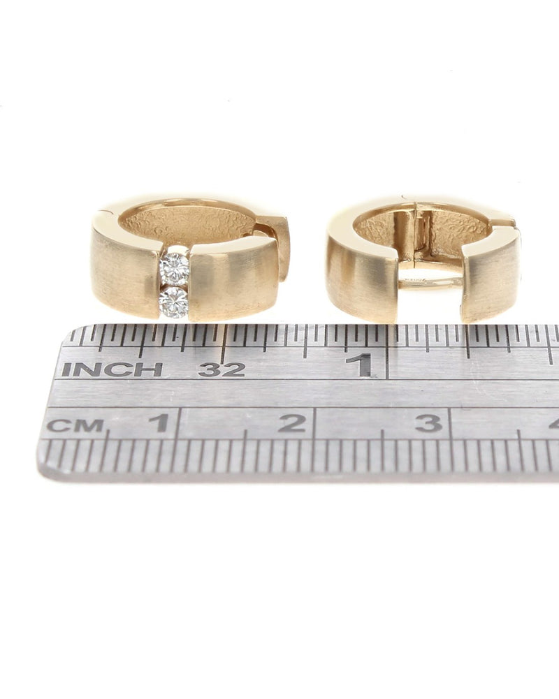 Diamond Huggie Earrings in Brushed Gold