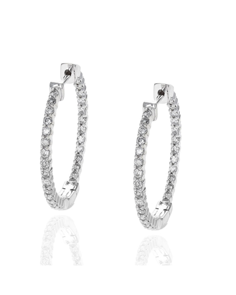 Diamond Inside Outside Hoop Earrings in White Gold