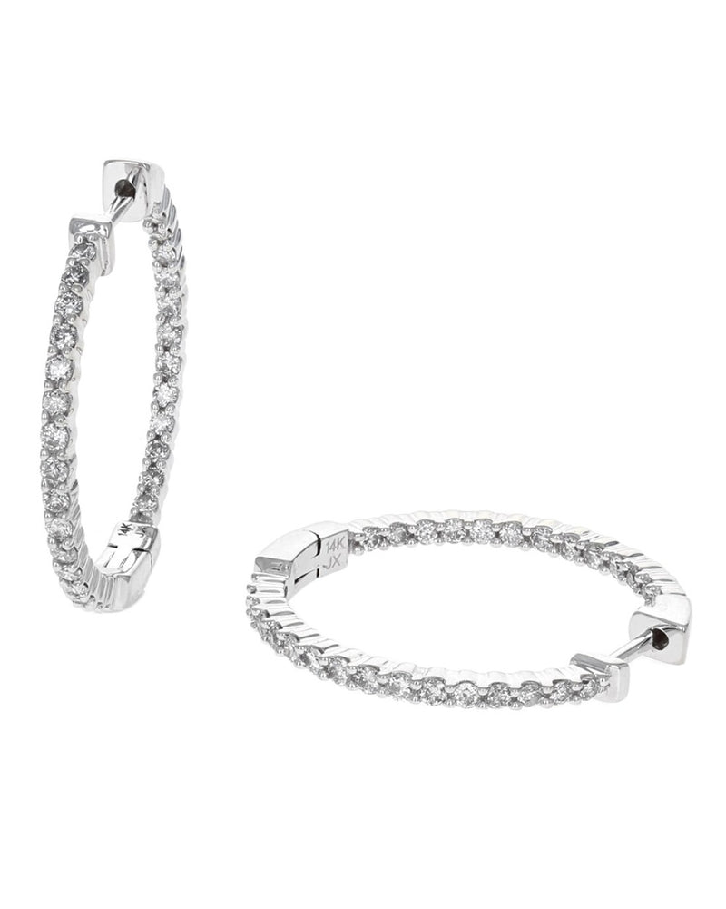 Diamond Inside Outside Hoop Earrings in White Gold