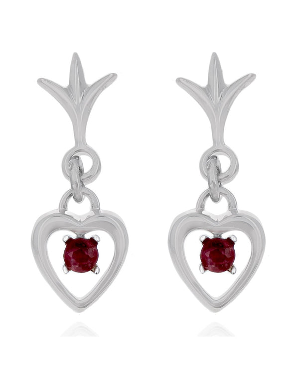 Ruby Open Heart Miniature Drop Earrings