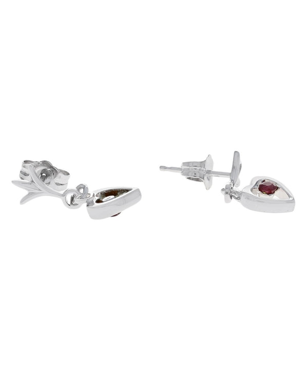 Ruby Open Heart Miniature Drop Earrings