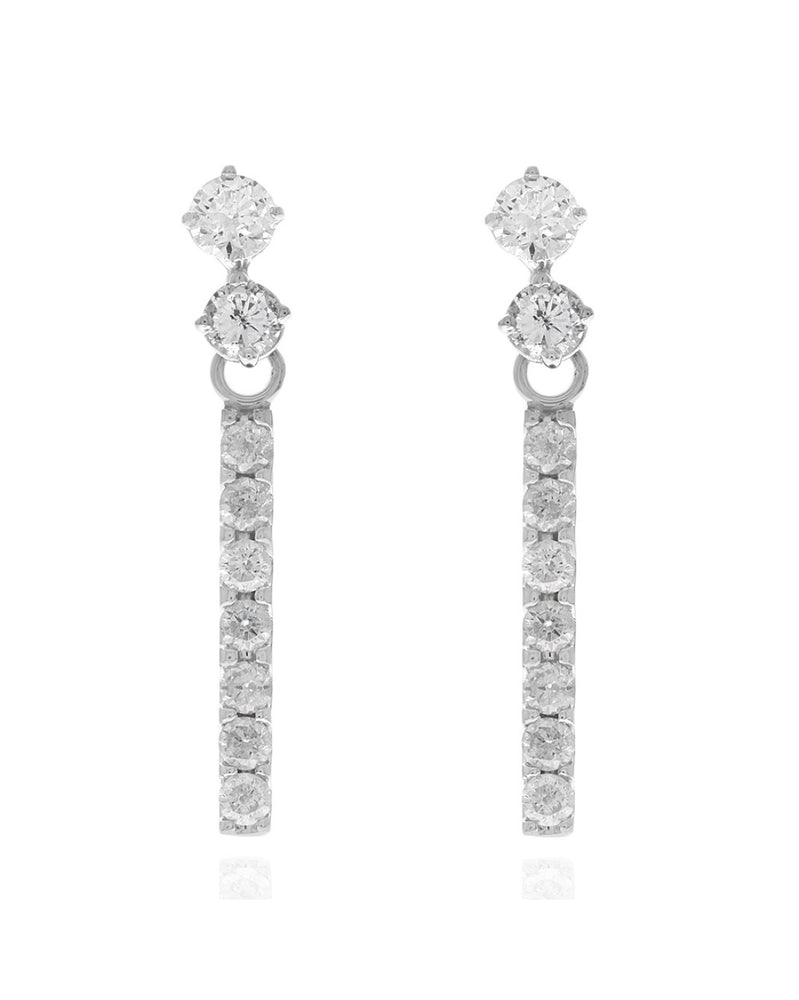 Diamond Bar Drop Earrings in White Gold