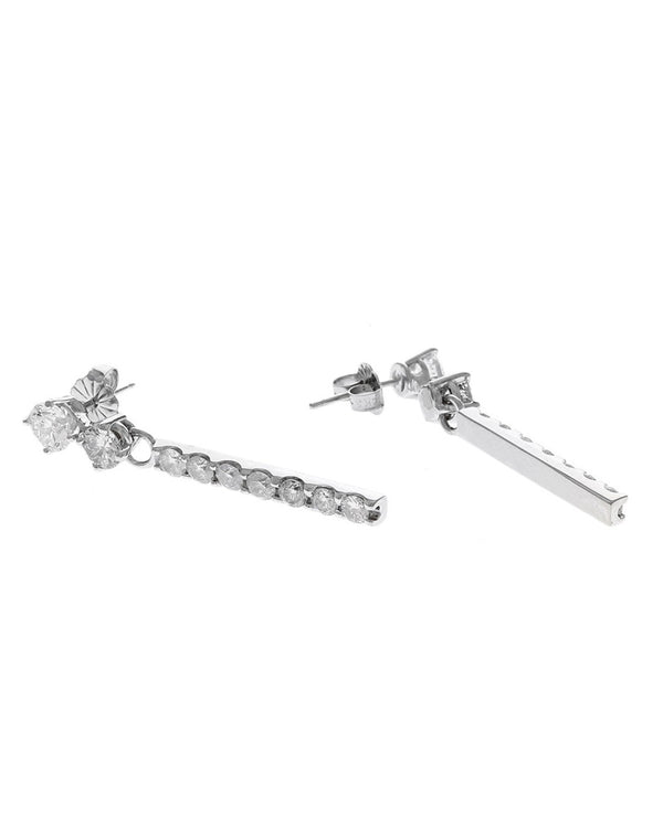 Diamond Bar Drop Earrings in White Gold