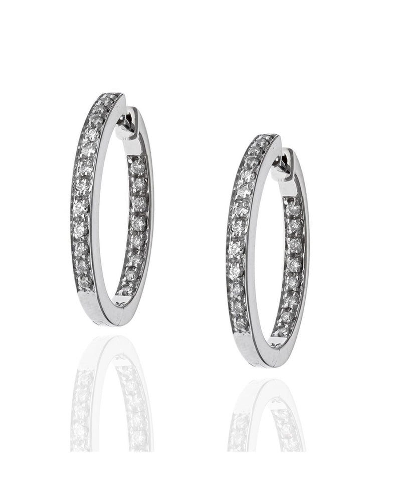 Diamond Inside Outside Hoop Earrings in White Gold