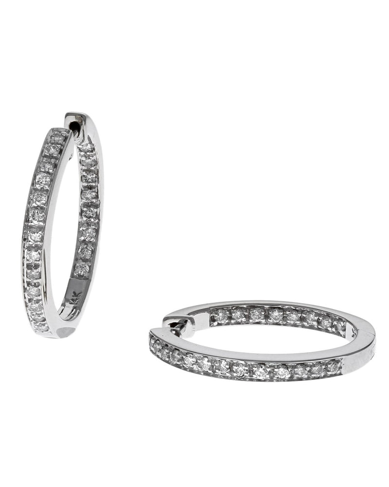 Diamond Inside Outside Hoop Earrings in White Gold