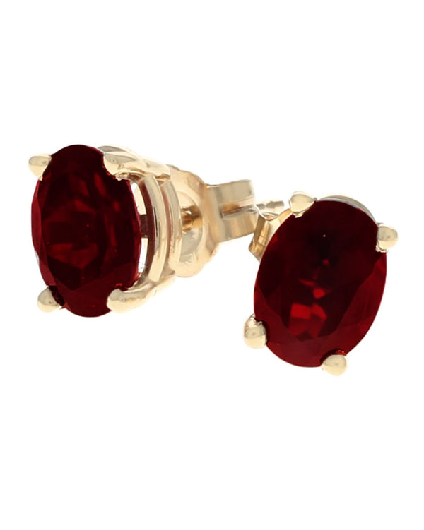 Oval Garnet Stud Earrings