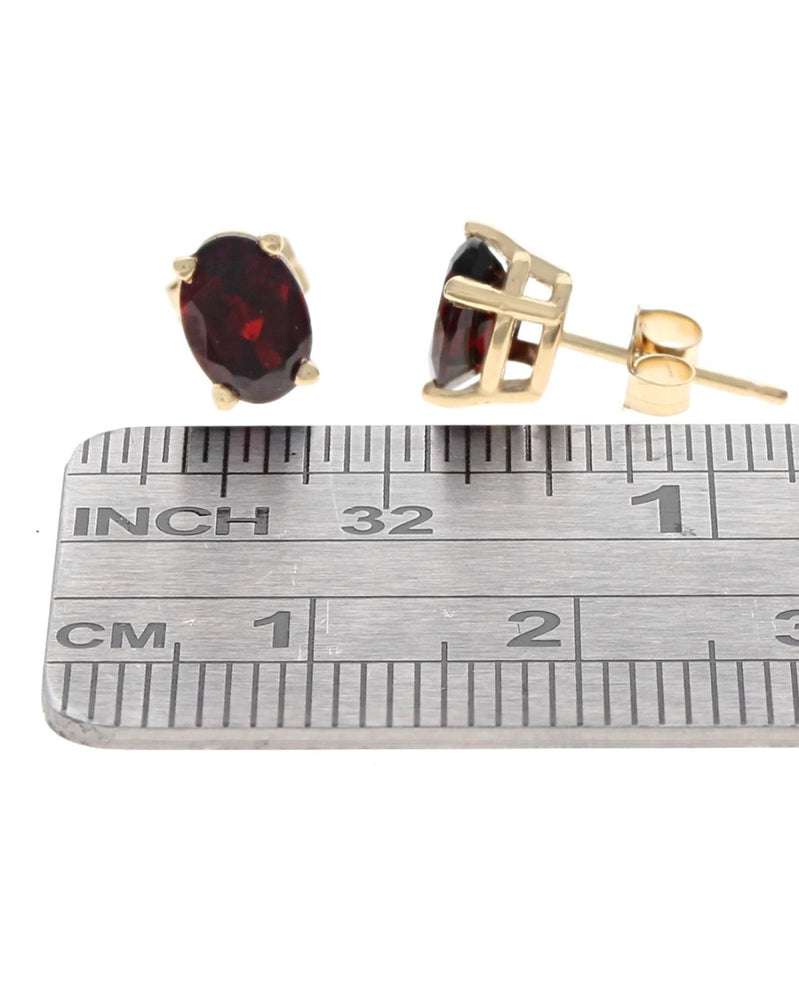 Oval Garnet Stud Earrings