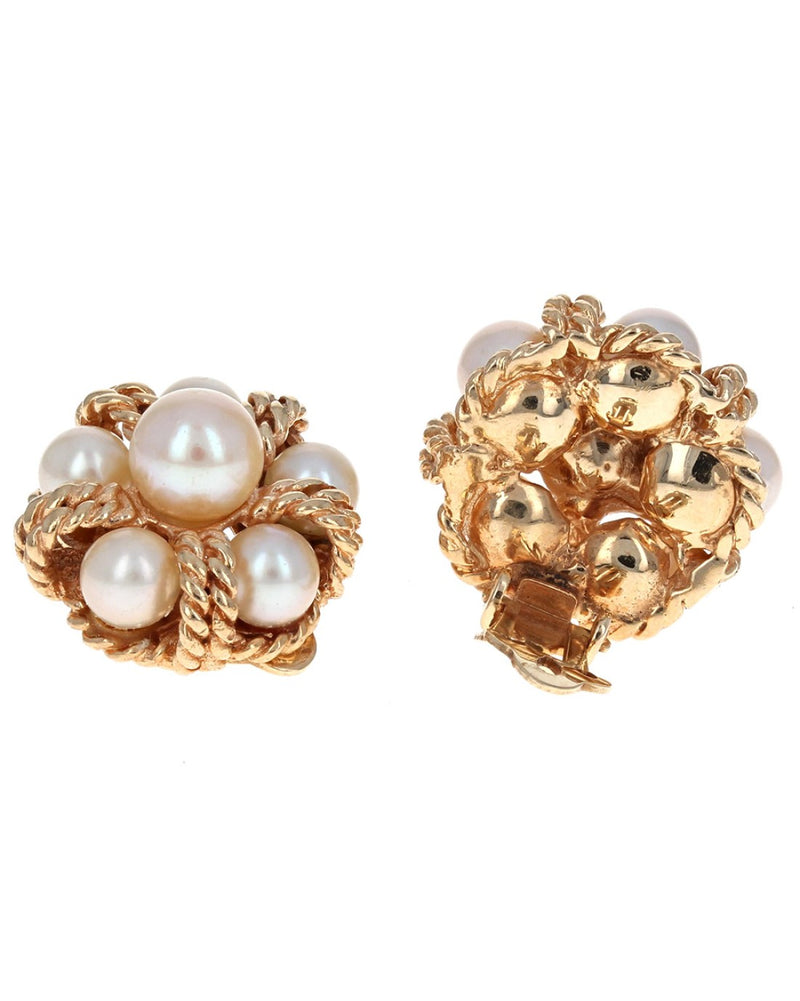 Rope Accent Pearl Cluster Earrings