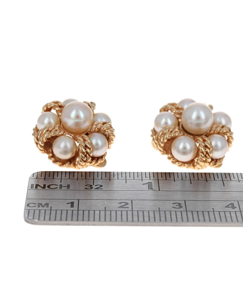 Rope Accent Pearl Cluster Earrings