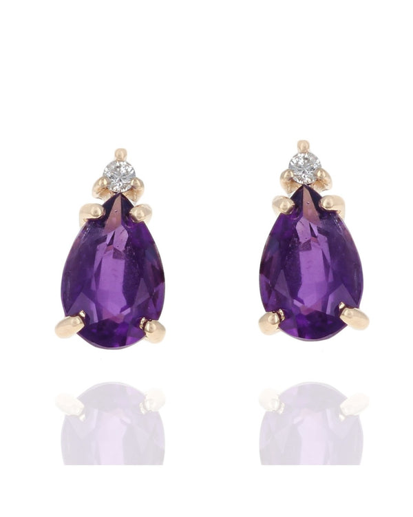 Amethyst and Diamond Accent Stud Earrings