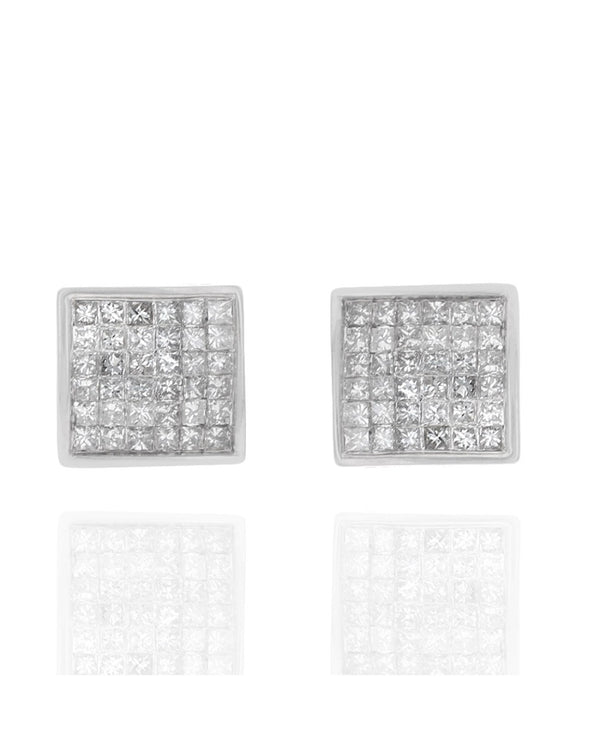 Invisible Set Princess Diamond Square Earrings