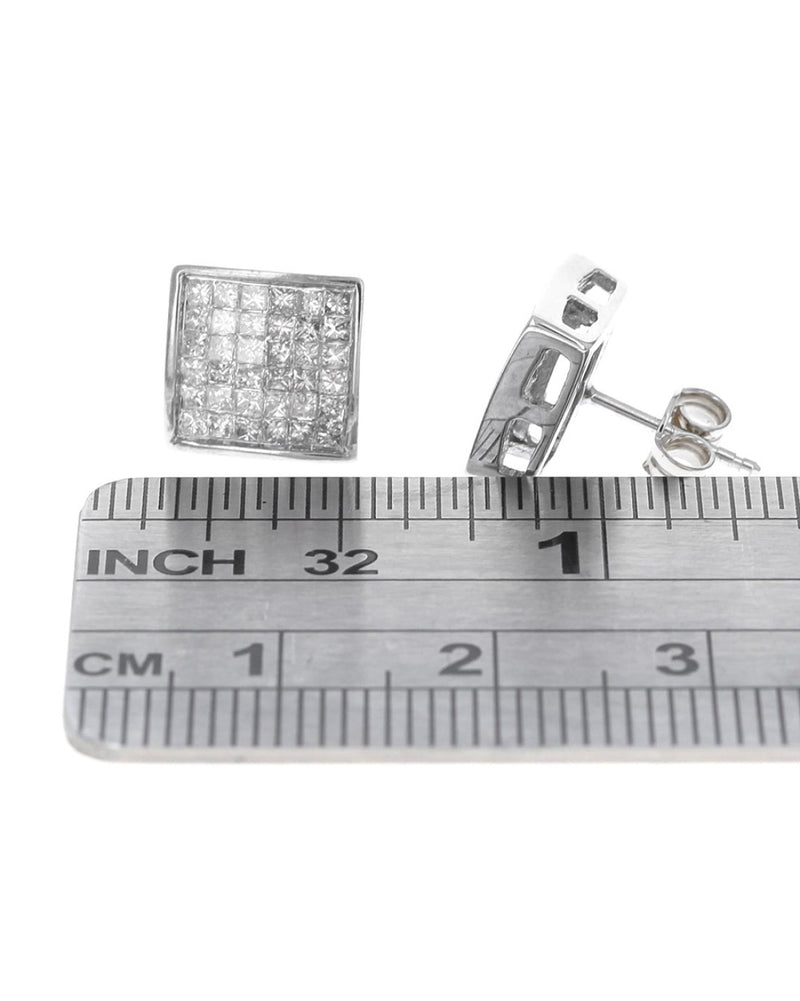 Invisible Set Princess Diamond Square Earrings