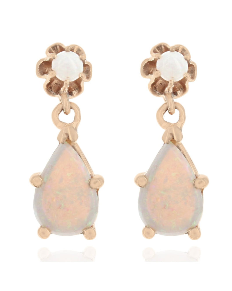 Opal Dangle Earrings in Yellow Gold