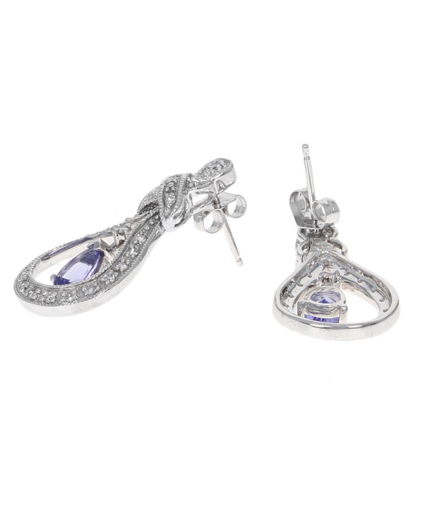 Pear Tanzanite and Diamond Teardrop Earrings