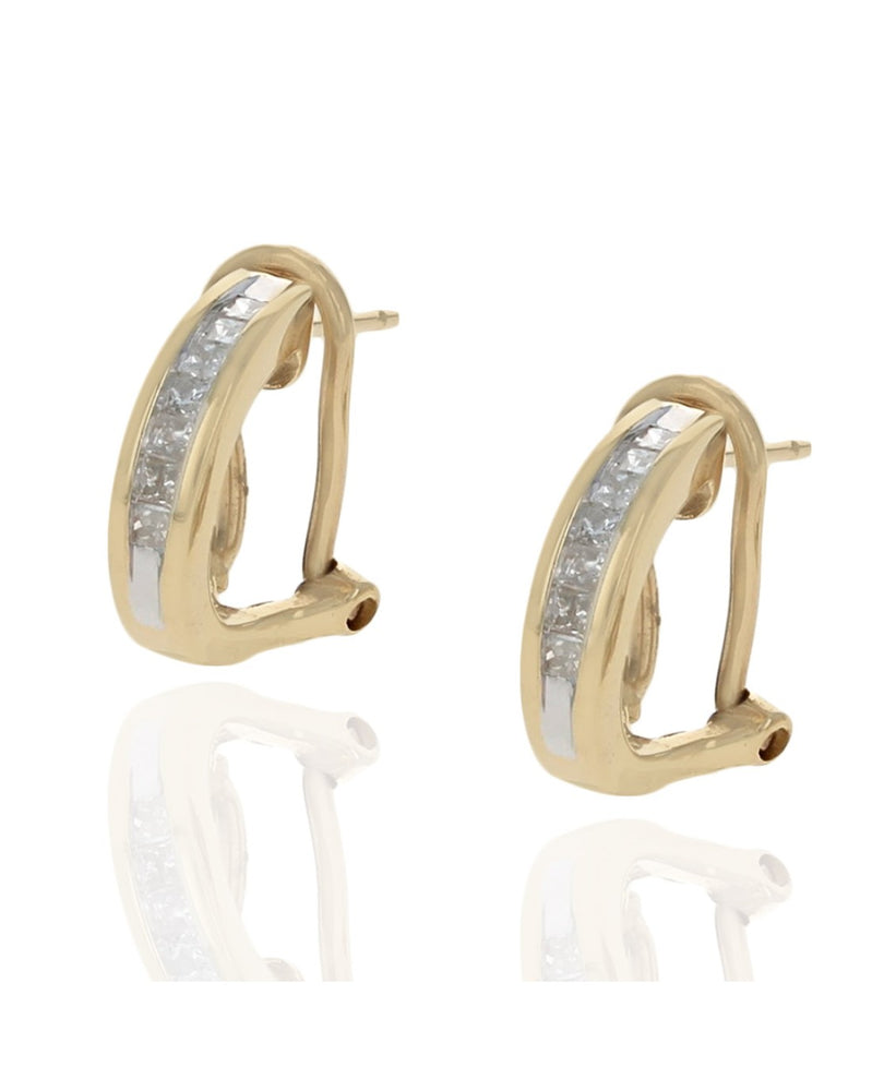 Princess Diamond Miniature Half Hoop Earrings