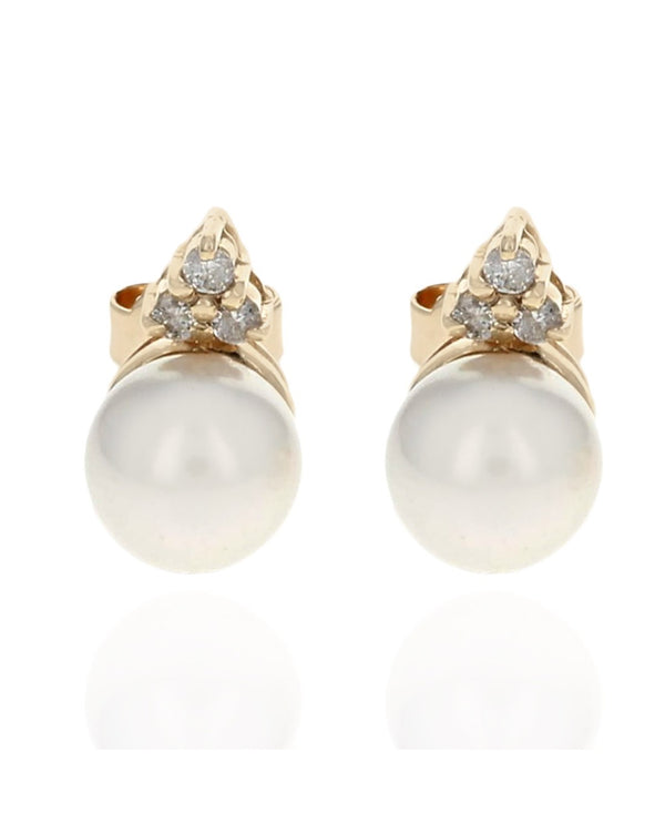 Pearl and Diamond Accent Stud Earrings