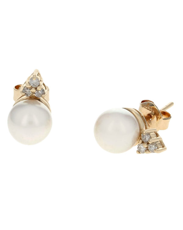 Pearl and Diamond Accent Stud Earrings