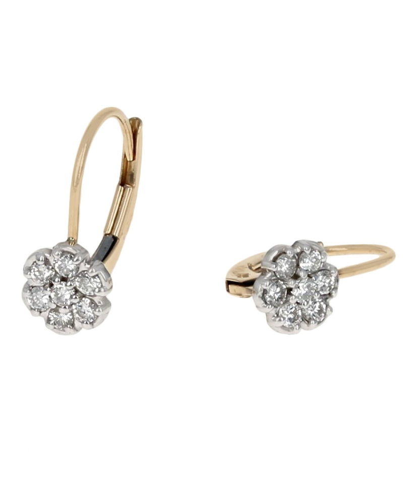 Lever Back Diamond Cluster Earrings