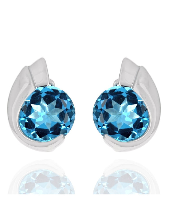 Swiss Blue Topaz Fancy Cut Earrings