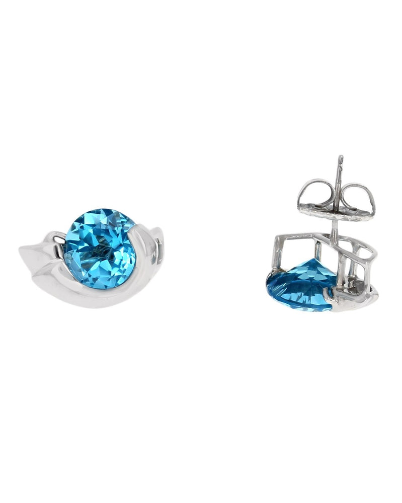 Swiss Blue Topaz Fancy Cut Earrings