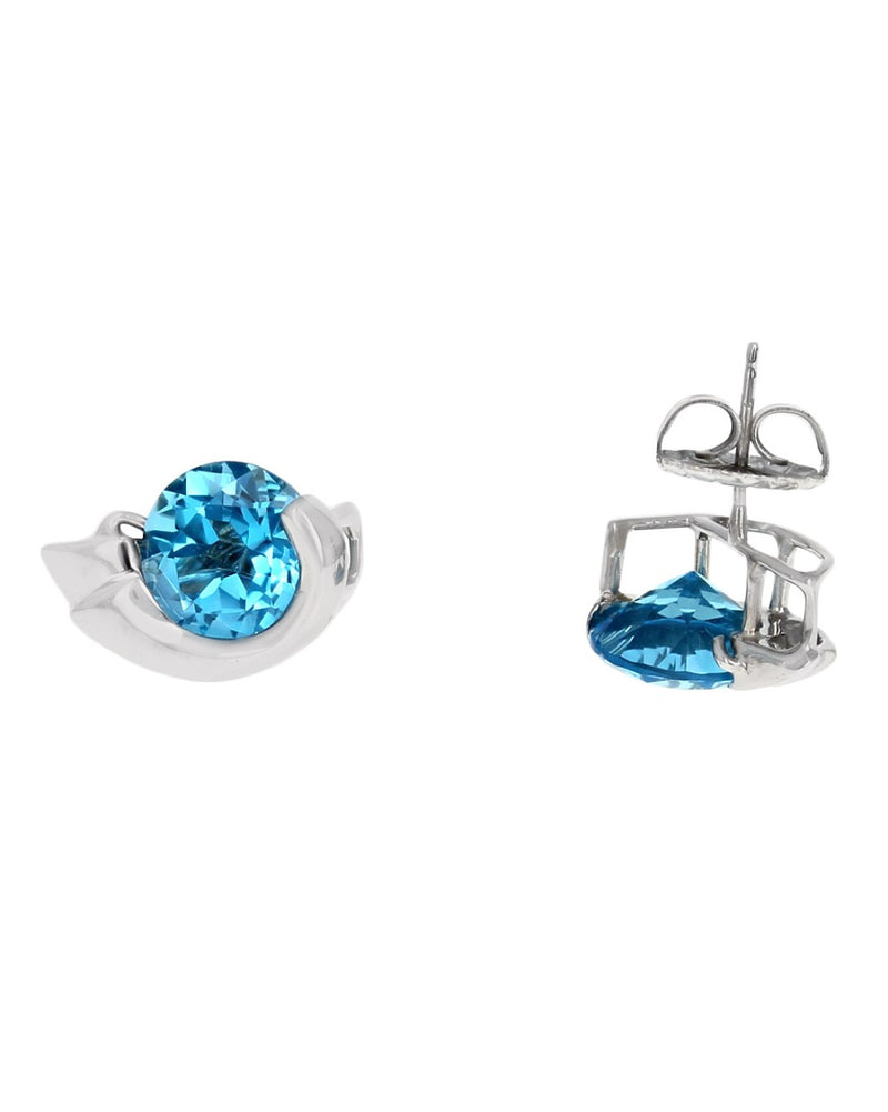 Swiss Blue Topaz Fancy Cut Earrings