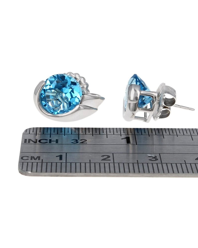 Swiss Blue Topaz Fancy Cut Earrings