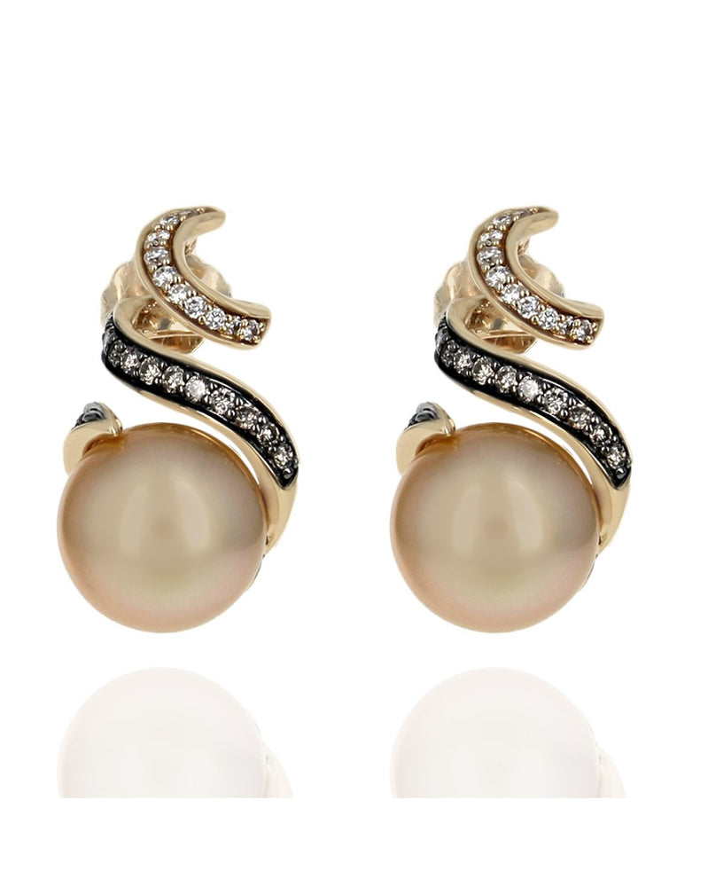 Le Vian Golden South Sea Pearl and Diamond Drop Earrings