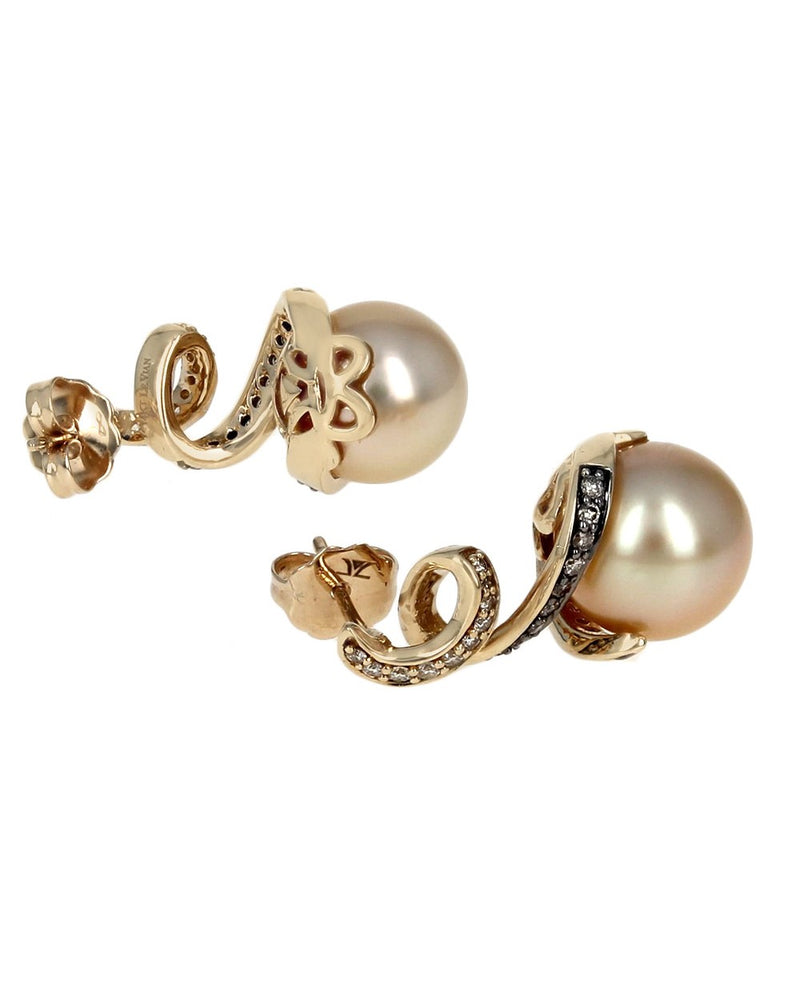 Le Vian Golden South Sea Pearl and Diamond Drop Earrings