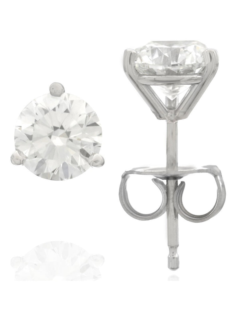 Round Brilliant Cut Diamond Martini Studs in 18KW