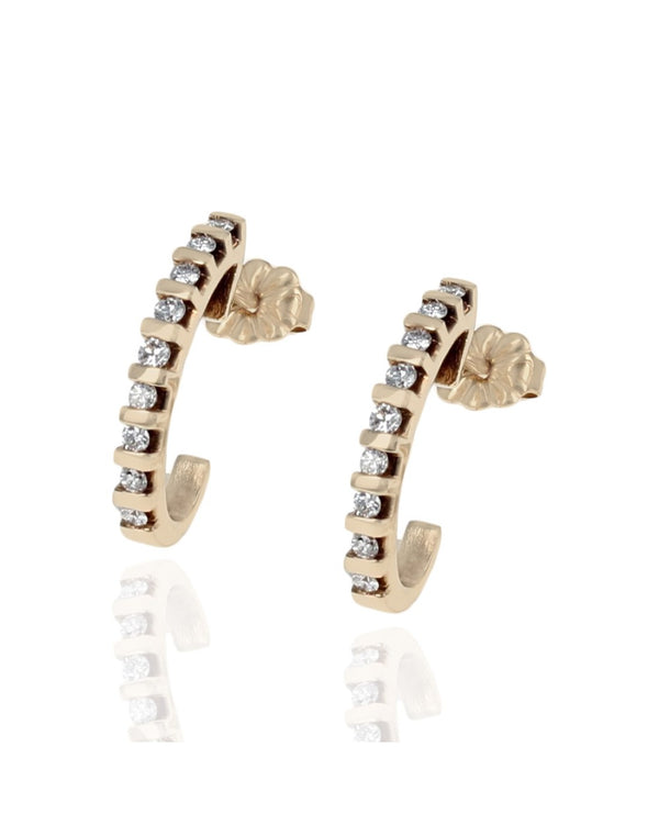 Diamond 'J' Hoop Earrings in Yellow Gold