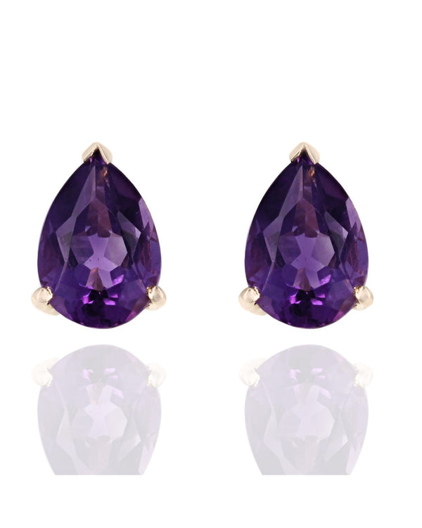 Amethyst Stud Earrings in Yellow Gold