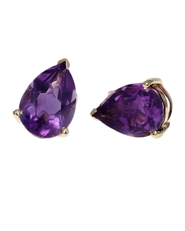 Amethyst Stud Earrings in Yellow Gold