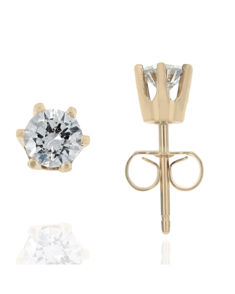 Diamond Stud Earrings in Yellow Gold