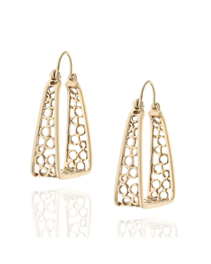 Honeycomb Trapezoid Earrings in Gold