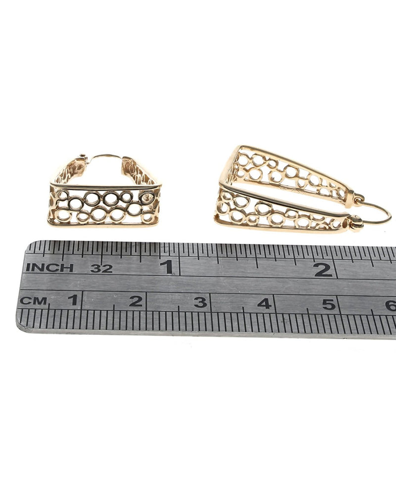 Honeycomb Trapezoid Earrings in Gold