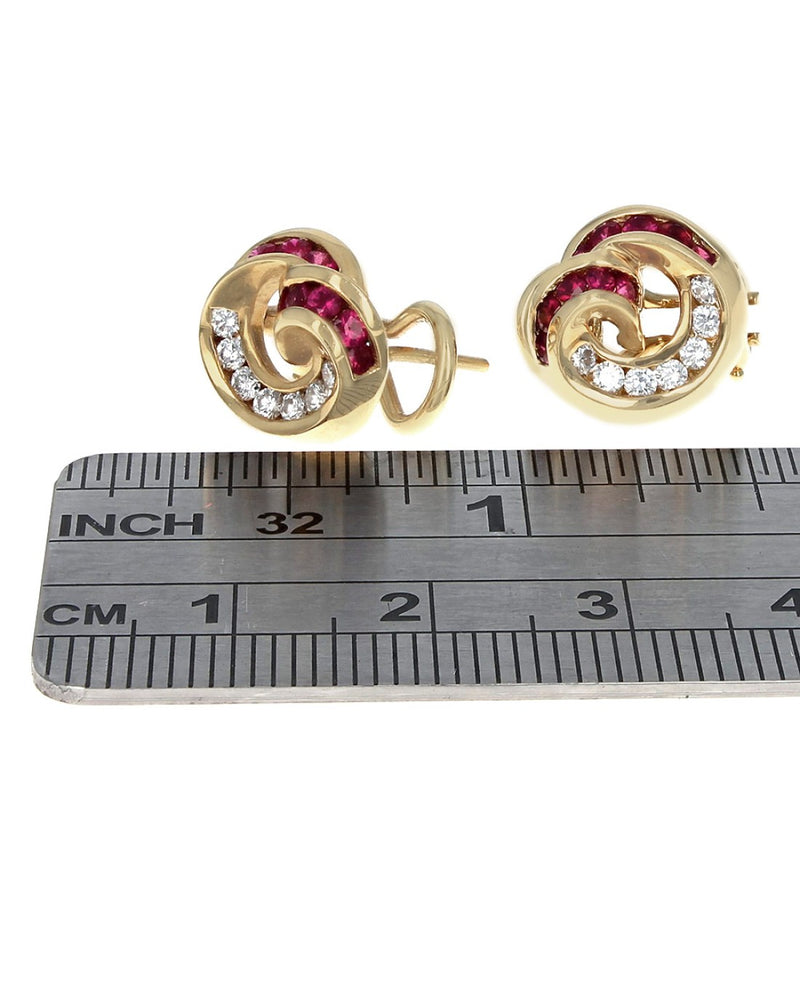 Charles Krypell Ruby and Diamond Crossover Earrings