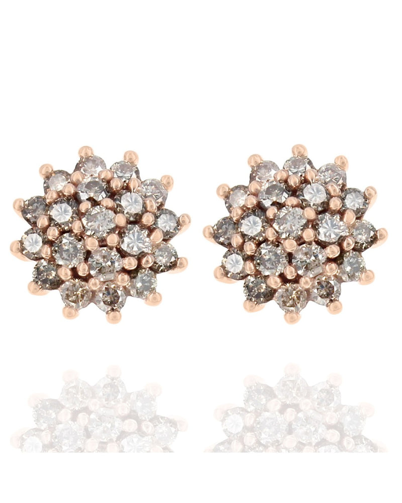 Diamond Cluster Stud Earrings in Rose Gold