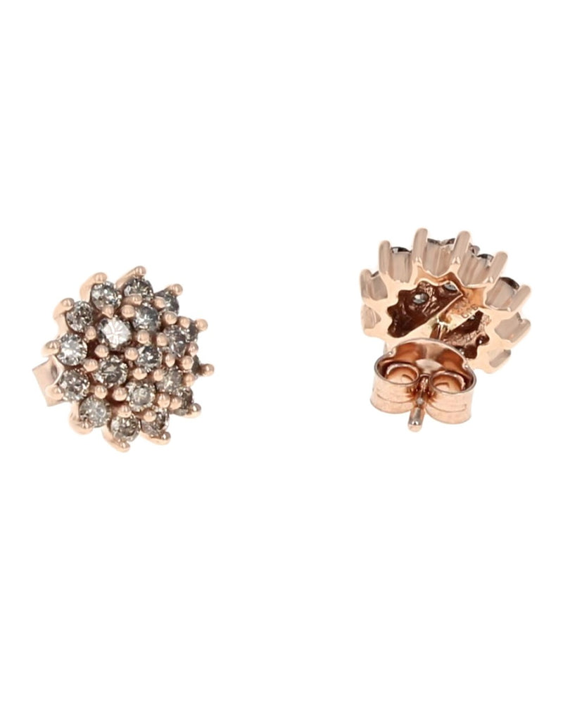 Diamond Cluster Stud Earrings in Rose Gold