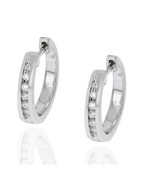 Diamond Huggie Hoop Earrings in White Gold