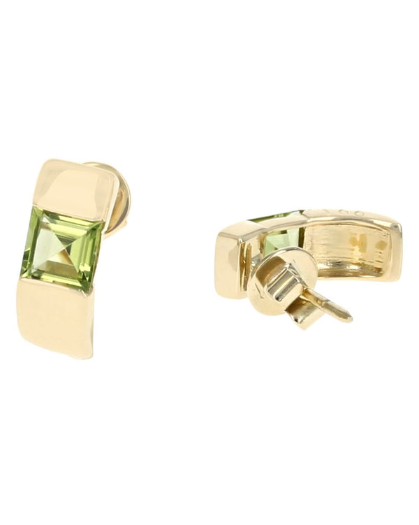 Square Peridot Curved Earrings