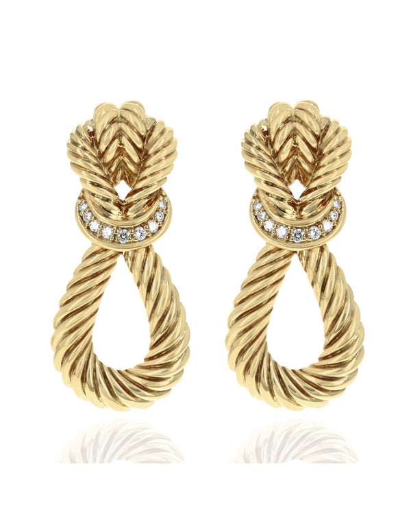 Vintage Diamond Slip Knot Door Knocker Earrings