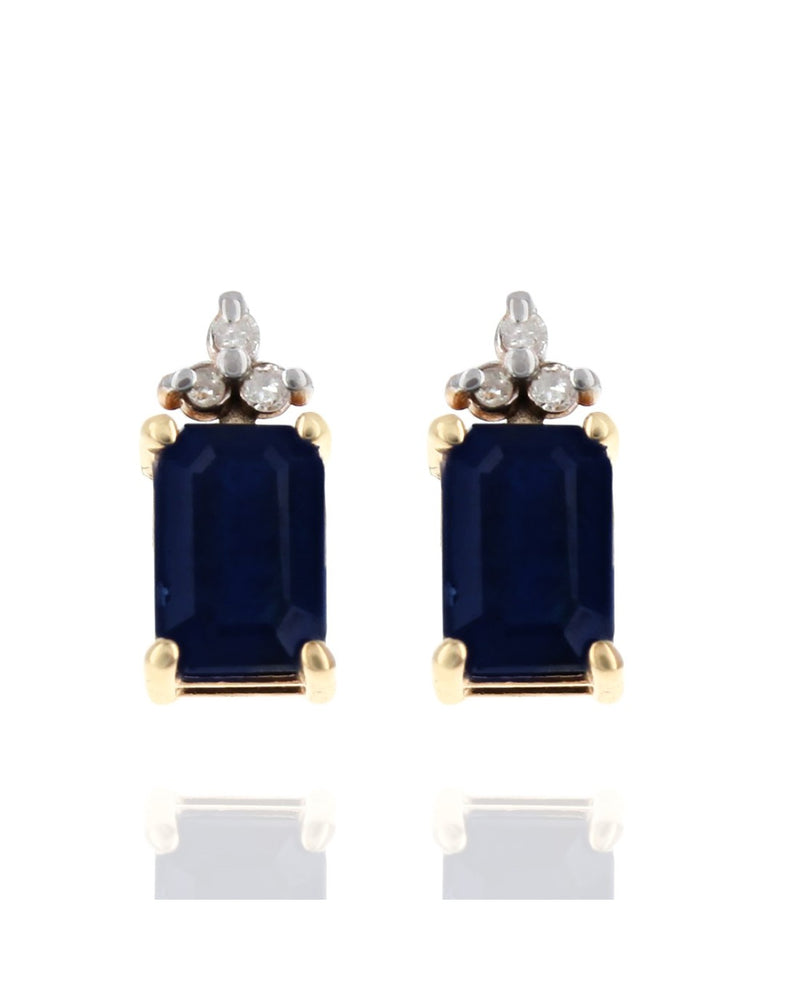 Blue Sapphire and Diamond Accent Stud Earrings in White and Yellow Gold