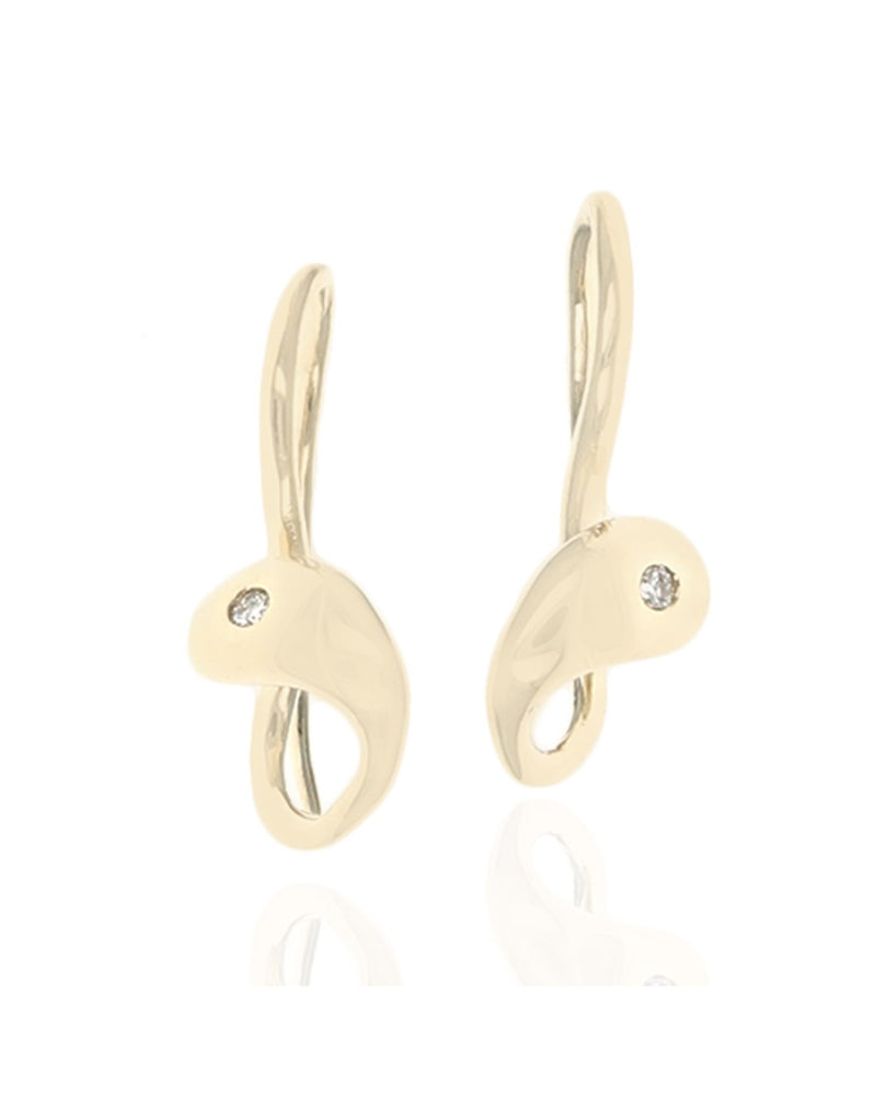 Diamond Snake Earrings in Yellow Gold