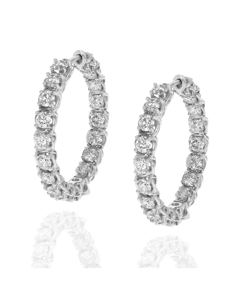 A. Link Diamond Inside Outside Hoop Earrings