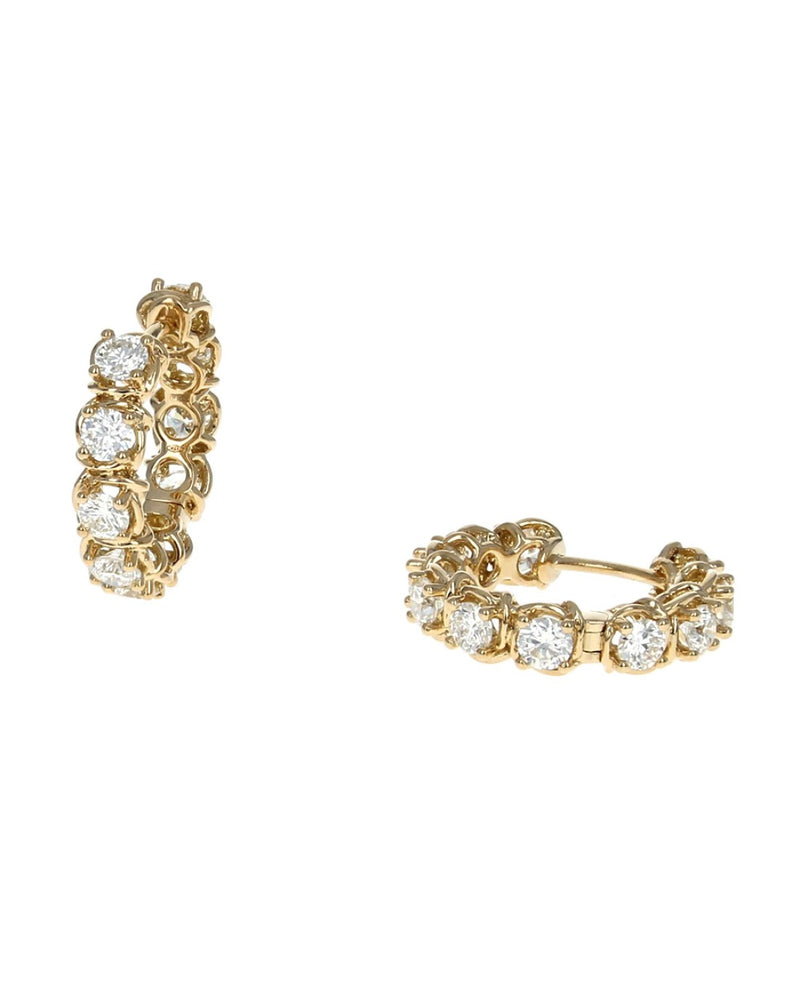 A. Link Diamond Huggie Earrings in Yellow Gold