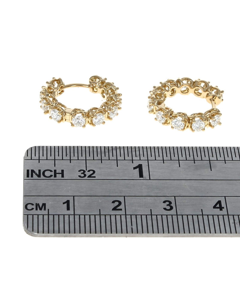 A. Link Diamond Huggie Earrings in Yellow Gold