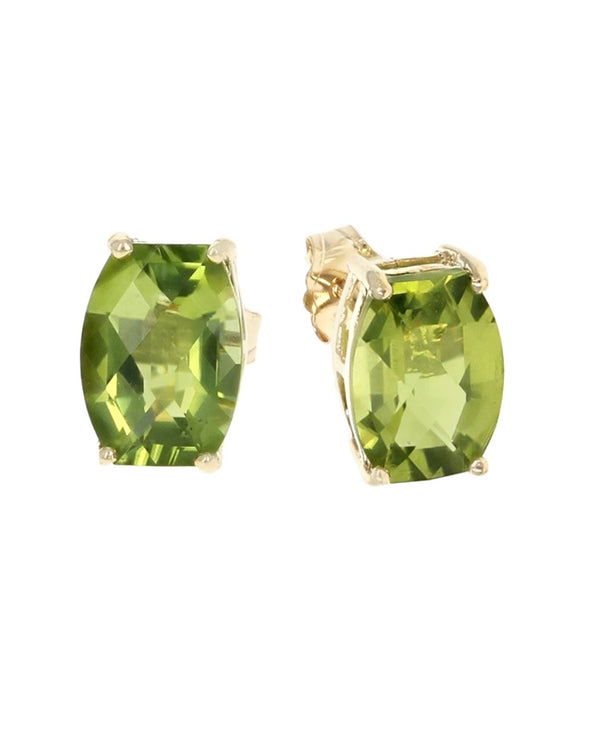 Peridot Cushion Stud Earrings