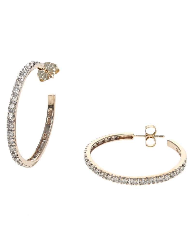 Diamond Semi Hoop Earrings in Yellow Gold